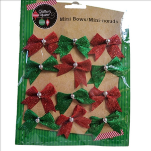 Nwt Crafters Square pack of 12 red & green mini bows